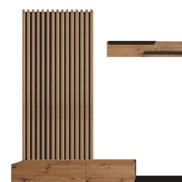 192 000033 2 TV unit Litende pakoworld black-sonoma melamine 249.5x42x199.5cmIndoor furniture > Living room sets
