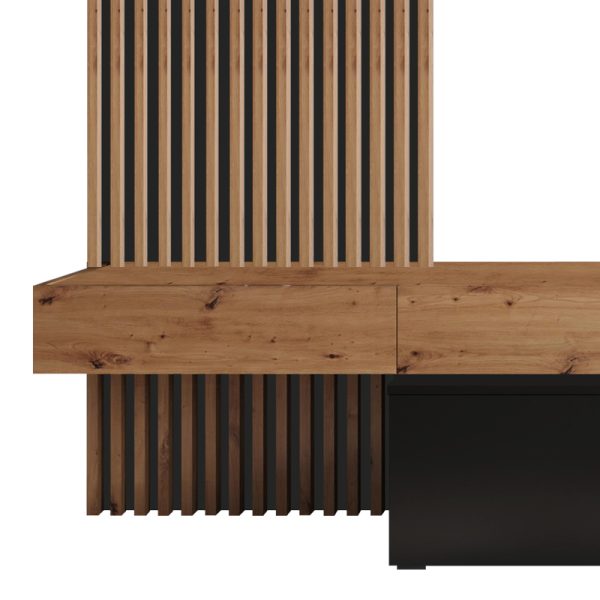 192 000033 3 TV unit Litende pakoworld black-sonoma melamine 249.5x42x199.5cmIndoor furniture > Living room sets