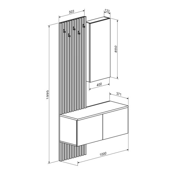 192 000034 4 Entrance furniture Arika pakoworld white-sonoma 100x37x199.5cmIndoor furniture > Entrance furniture
