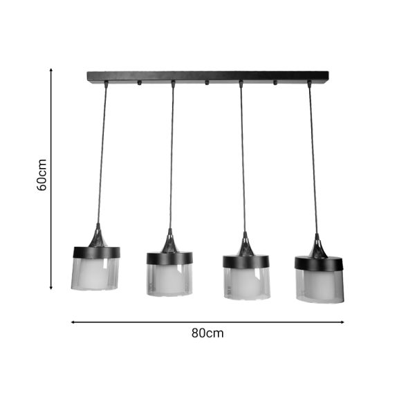 193 000084 3 Four-light ceiling lamp Tigly pakoworld black metal 80x20x60cmLighting > Ceiling