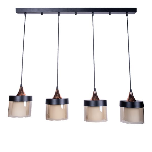 193 000084 Four-light ceiling lamp Tigly pakoworld black metal 80x20x60cmLighting > Ceiling