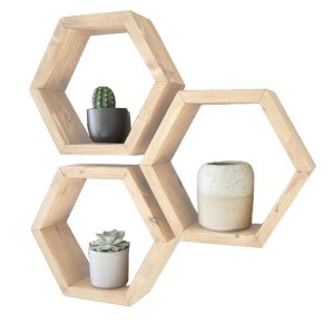 197 000021 Wall set unit Radix pakoworld 3 pics solid pine wood natural 30x9x34cmIndoor furniture > Home organization