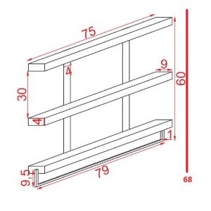 197 000028 2 Wall set unit Suny pakoworld solid pine wood walnut-black 75x9x68cmIndoor furniture > Home organization > Bathroom > Bathroom accessories