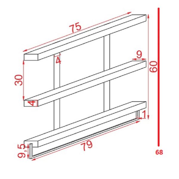 197 000028 2 Wall set unit Suny pakoworld solid pine wood walnut-black 75x9x68cmIndoor furniture > Home organization > Bathroom > Bathroom accessories