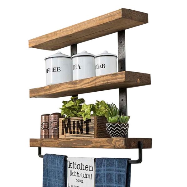 197 000028 Wall set unit Suny pakoworld solid pine wood walnut-black 75x9x68cmIndoor furniture > Home organization > Bathroom > Bathroom accessories