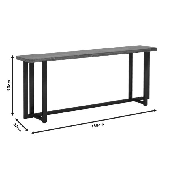 197 000032 2 Console Dice pakoworld solid pine wood walnut-black 150x30x90cmIndoor furniture > Drawers-consoles