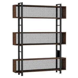 197 000059 Bookcase Fifer pakoworld walnut-black 120x27x185cmOffice furniture > Bookshelves