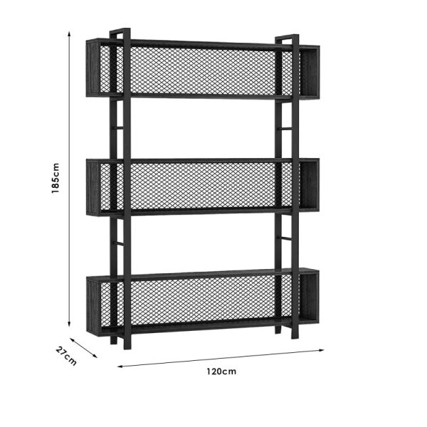 197 000059 4 Bookcase Fifer pakoworld walnut-black 120x27x185cmOffice furniture > Bookshelves