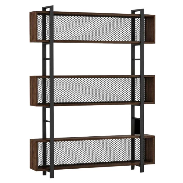 197 000059 Bookcase Fifer pakoworld walnut-black 120x27x185cmOffice furniture > Bookshelves