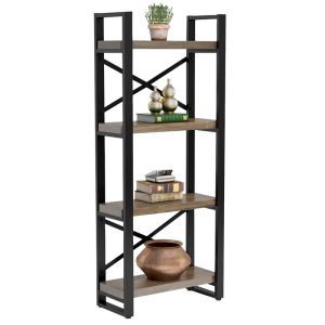 197 000060 Bookcase Crimson pakoworld walnut-black 50x22x150cmOffice furniture > Bookshelves