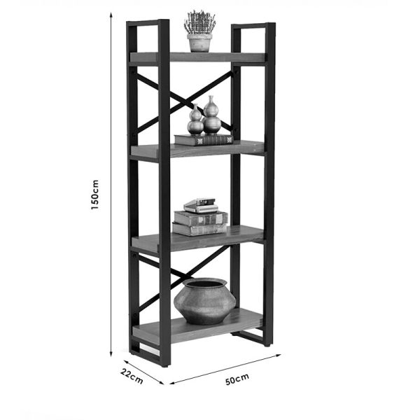 197 000060 4 Bookcase Crimson pakoworld walnut-black 50x22x150cmOffice furniture > Bookshelves