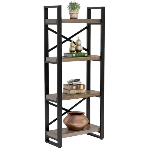 197 000060 Bookcase Crimson pakoworld walnut-black 50x22x150cmOffice furniture > Bookshelves