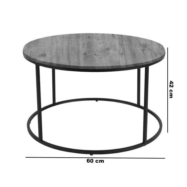 197 000161 2 Coffee table Emilian pakoworld oak melamine-black metal D60x42cmIndoor furniture > Coffee tables