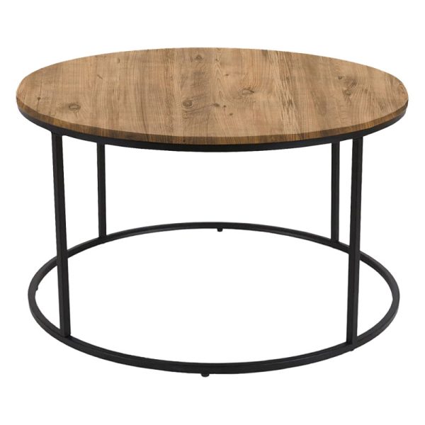197 000161 Coffee table Emilian pakoworld oak melamine-black metal D60x42cmIndoor furniture > Coffee tables