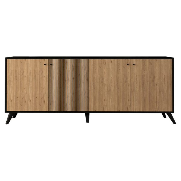 197 000176 2 Buffet Flipter pakoworld melamine oak-black 180x40x78,6cmIndoor furniture > Buffets