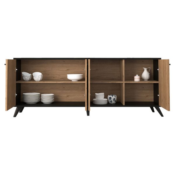 197 000176 3 Buffet Flipter pakoworld melamine oak-black 180x40x78,6cmIndoor furniture > Buffets