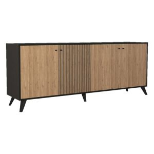 197 000176 Buffet Flipter pakoworld melamine oak-black 180x40x78,6cmIndoor furniture > Buffets