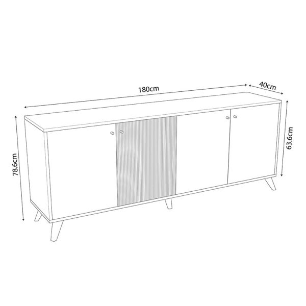 197 000176 4 Buffet Flipter pakoworld melamine oak-black 180x40x78,6cmIndoor furniture > Buffets