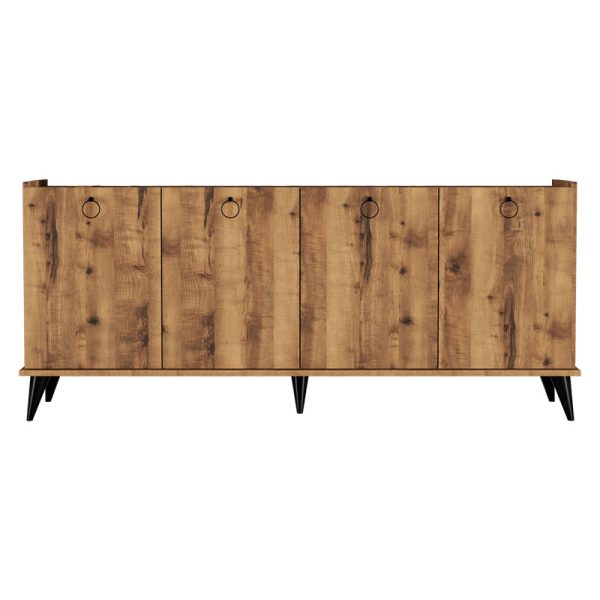 197 000177 2 Buffet Lireta pakoworld melamine walnut-black 182x41x82.5cmIndoor furniture > Buffets
