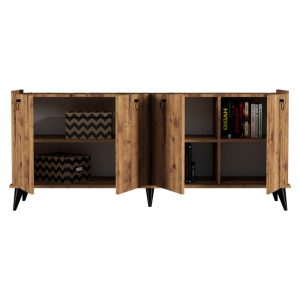 197 000177 3 Buffet Lireta pakoworld melamine walnut-black 182x41x82.5cmIndoor furniture > Buffets