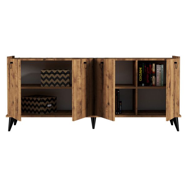 197 000177 3 Buffet Lireta pakoworld melamine walnut-black 182x41x82.5cmIndoor furniture > Buffets