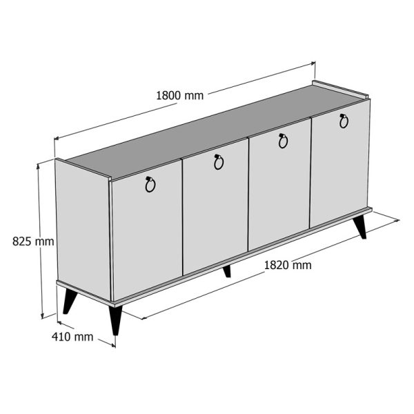 197 000177 4 Buffet Lireta pakoworld melamine walnut-black 182x41x82.5cmIndoor furniture > Buffets