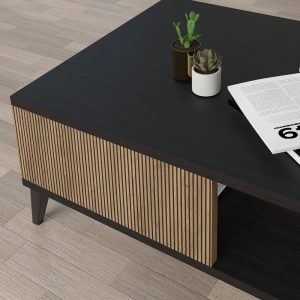 197 000191 2 Coffee table Flipter pakoworld melamine oak-black 83x54x34cmIndoor furniture > Coffee tables