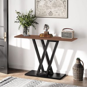197 000226 2 Console Wirmo pakoworld walnut meamine-black metal leg 110x30x80cmIndoor furniture > Drawers-consoles