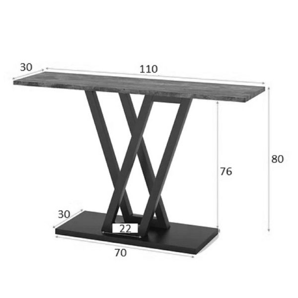 197 000226 3 Console Wirmo pakoworld walnut meamine-black metal leg 110x30x80cmIndoor furniture > Drawers-consoles