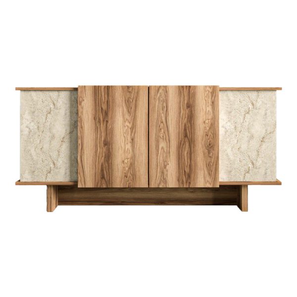 197 000270 3 Aramos pakoworld sideboard in walnut shade with marblew effect 180x45x80cmIndoor furniture > Buffets