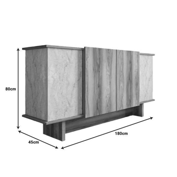197 000270 4 Aramos pakoworld sideboard in walnut shade with marblew effect 180x45x80cmIndoor furniture > Buffets
