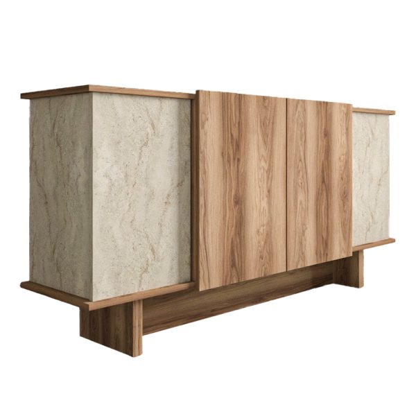 197 000270 Aramos pakoworld sideboard in walnut shade with marblew effect 180x45x80cmIndoor furniture > Buffets
