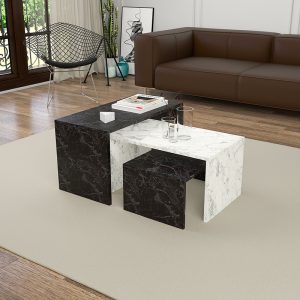197 000284 2 Mabole pakoworld coffee tables 3 pcs in marble effect 65x35x45cmIndoor furniture > Coffee tables
