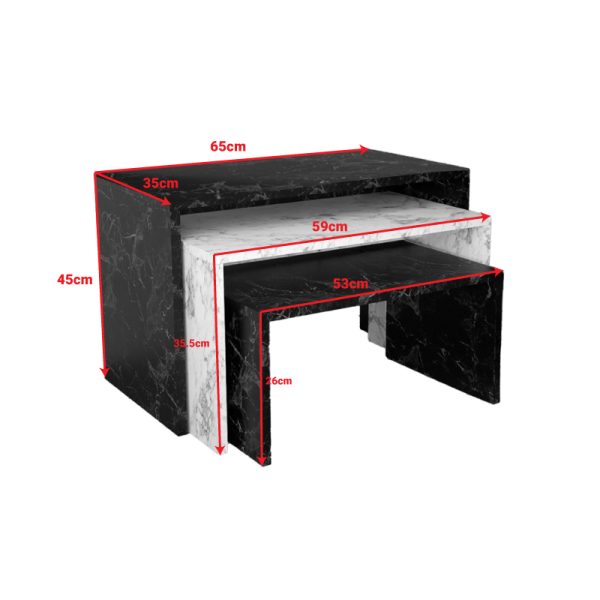 197 000284 3 Mabole pakoworld coffee tables 3 pcs in marble effect 65x35x45cmIndoor furniture > Coffee tables