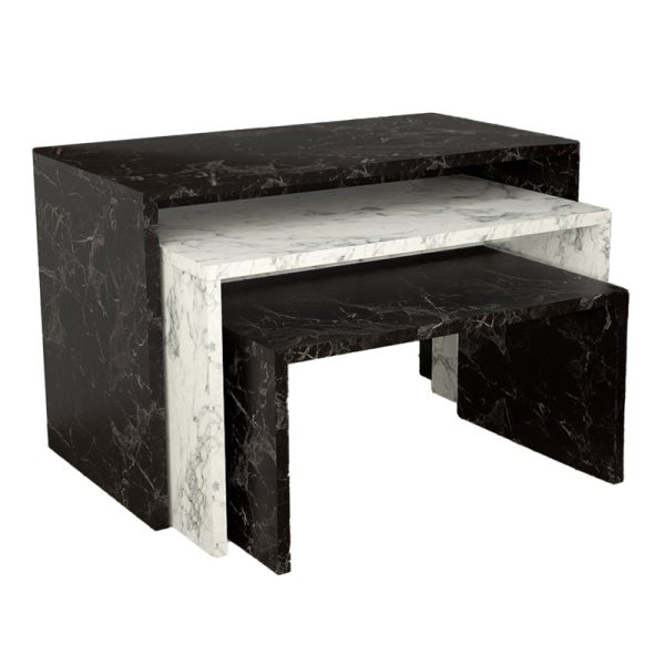 197 000284 Mabole pakoworld coffee tables 3 pcs in marble effect 65x35x45cmIndoor furniture > Coffee tables