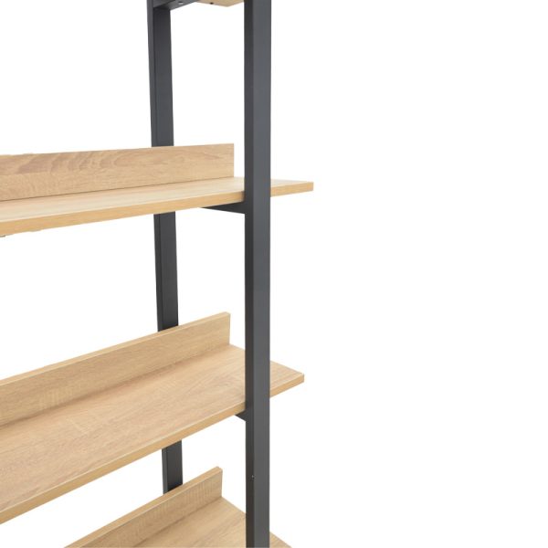 197 000290 2 Almond pakoworld bookcase in oak-black shade 120x29x185cmIndoor furniture > Bookshelves