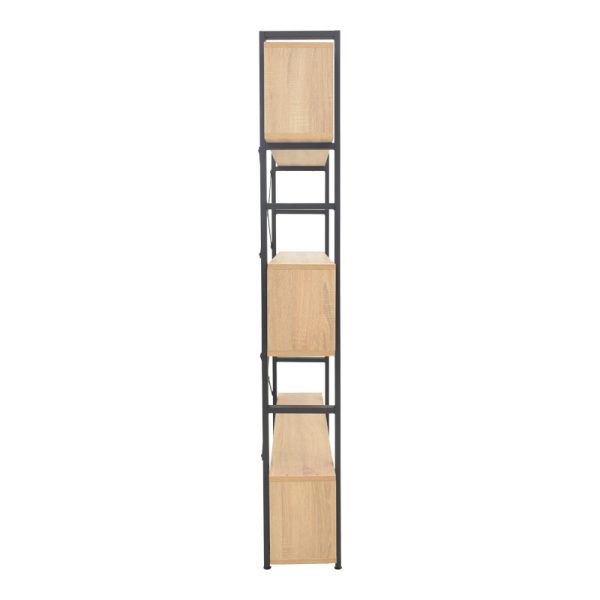 197 000291 2 Fifer pakoworld bookcase in oak-black shade 120x28x185cmIndoor furniture > Bookshelves