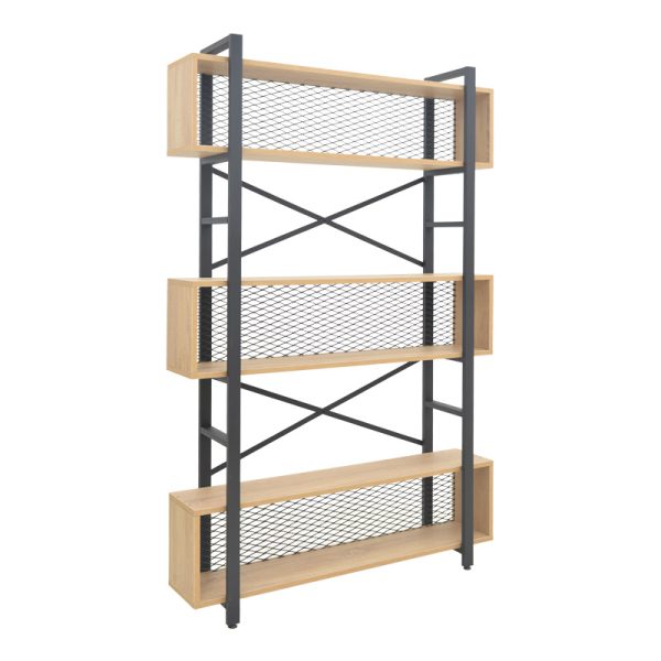 197 000291 Fifer pakoworld bookcase in oak-black shade 120x28x185cmIndoor furniture > Bookshelves