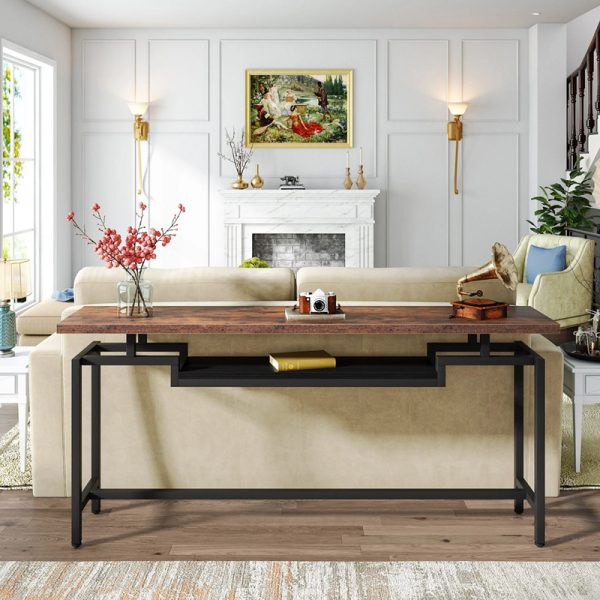 197 000294 2 Onole pakoworld console in walnut - black metal 180x35x82cmIndoor furniture > Drawers-consoles