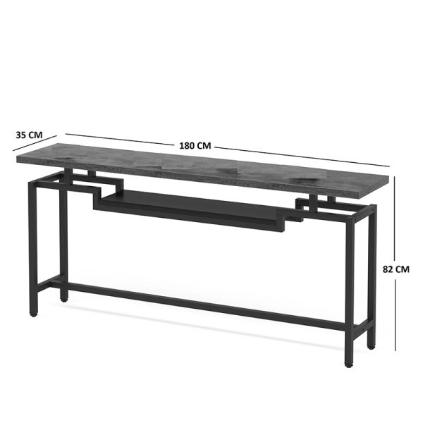 197 000294 4 Onole pakoworld console in walnut - black metal 180x35x82cmIndoor furniture > Drawers-consoles
