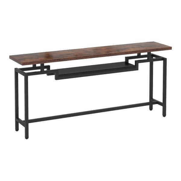 197 000294 Onole pakoworld console in walnut - black metal 180x35x82cmIndoor furniture > Drawers-consoles