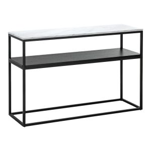 197 000298 2 Castel I pakoworld console in white marble look - black metal 120x35x80cmIndoor furniture > Drawers-consoles