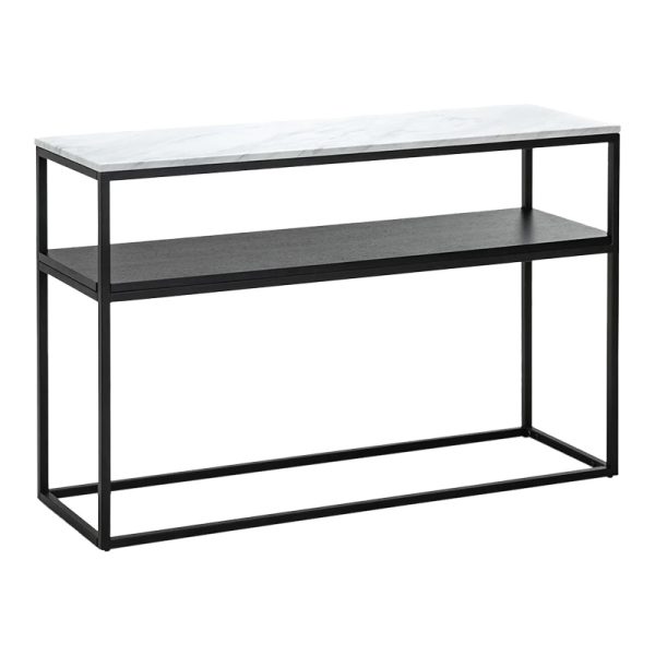 197 000298 2 Castel I pakoworld console in white marble look - black metal 120x35x80cmIndoor furniture > Drawers-consoles