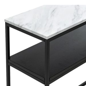 197 000298 3 Castel I pakoworld console in white marble look - black metal 120x35x80cmIndoor furniture > Drawers-consoles