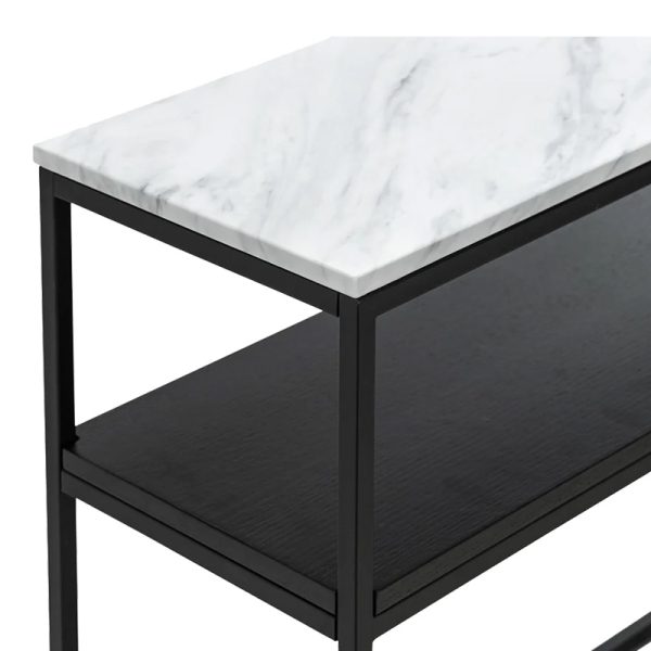 197 000298 3 Castel I pakoworld console in white marble look - black metal 120x35x80cmIndoor furniture > Drawers-consoles