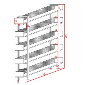 197 000299 2 Musha pakoworld bookcase metal black with oak shade 120x22x185cmIndoor furniture > Bookshelves