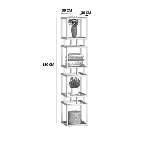 197 000300 3 Kubo pakoworld metal floor rack in gold shade 30x30x150cmIndoor furniture > Home organization > Kitchen > Shelves