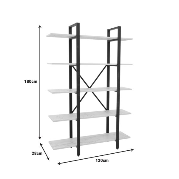 197 000304 2 Esthon pakoworld bookcase in white marble finish with gold metal 120x28x180cmIndoor furniture > Bookshelves