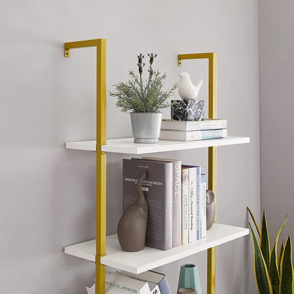 197 000305 2 Harris pakoworld Wall Shelf in white with gold metal frame 60x22x200cmIndoor furniture > Wall shelves