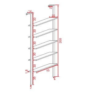 197 000305 4 Harris pakoworld Wall Shelf in white with gold metal frame 60x22x200cmIndoor furniture > Wall shelves